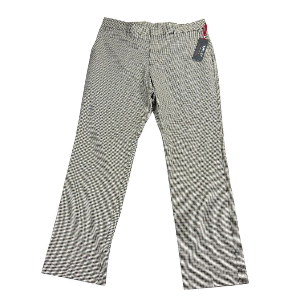 Tommy Hilfiger Mens TH Flex Tate Modern Fit Stretch Plaid Dress Pants Tan 34x30